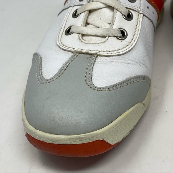 Footjoy Contour Casual Golf Shoes Mens 9.5 White Orange Leather Spikeless 54303 main image 13